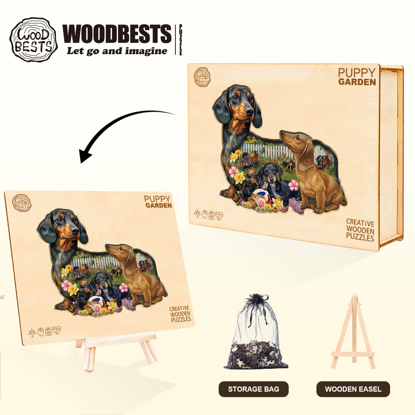 Puppy Garden Wooden Jigsaw Puzzle