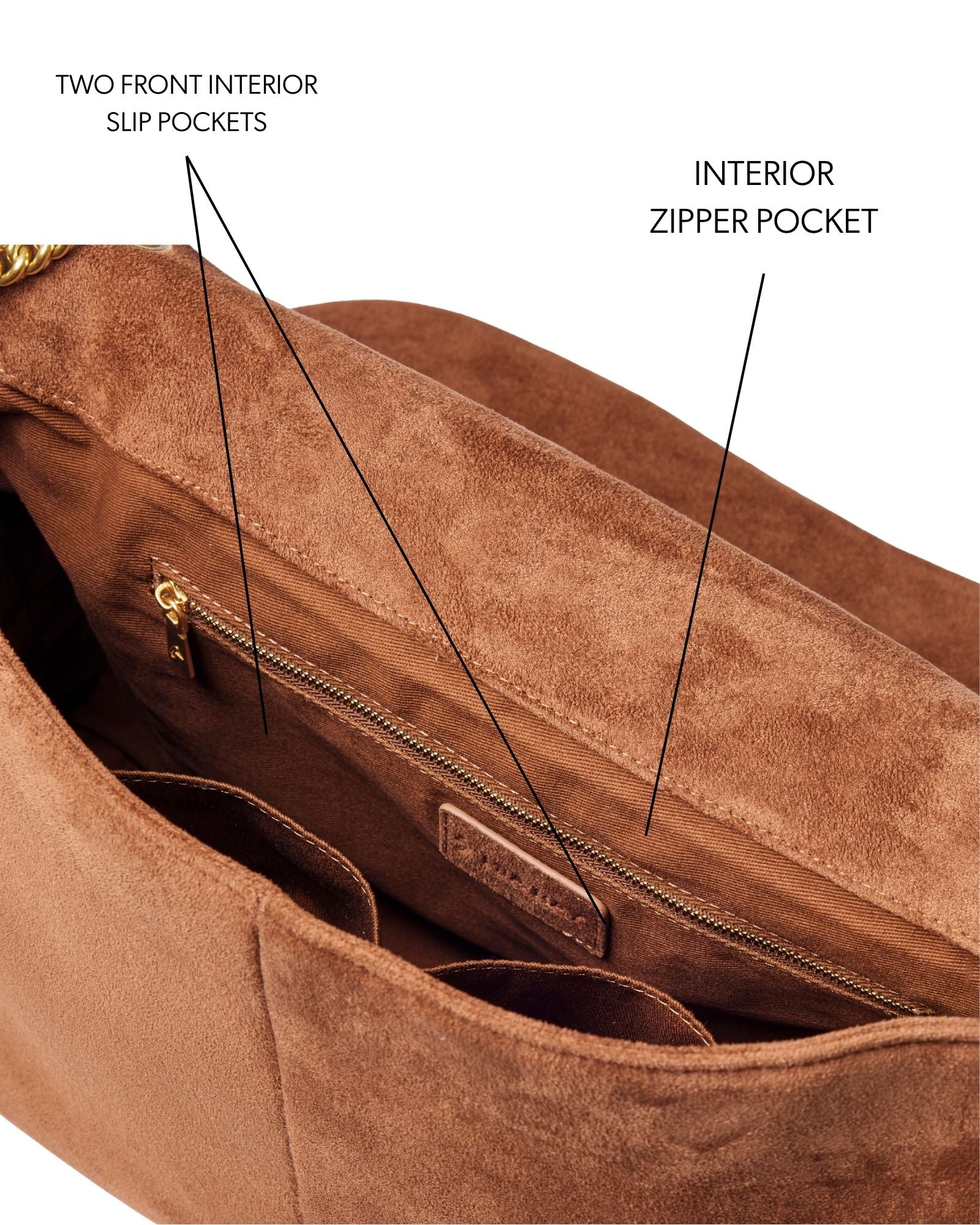 LARGE SUEDE FLAP BAG - BROWN