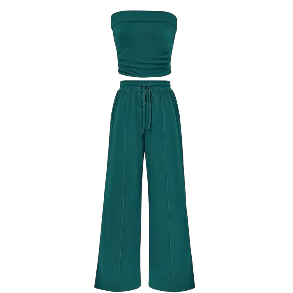 Women’s Ribbed Tube Top & Wide-Leg Pants Set