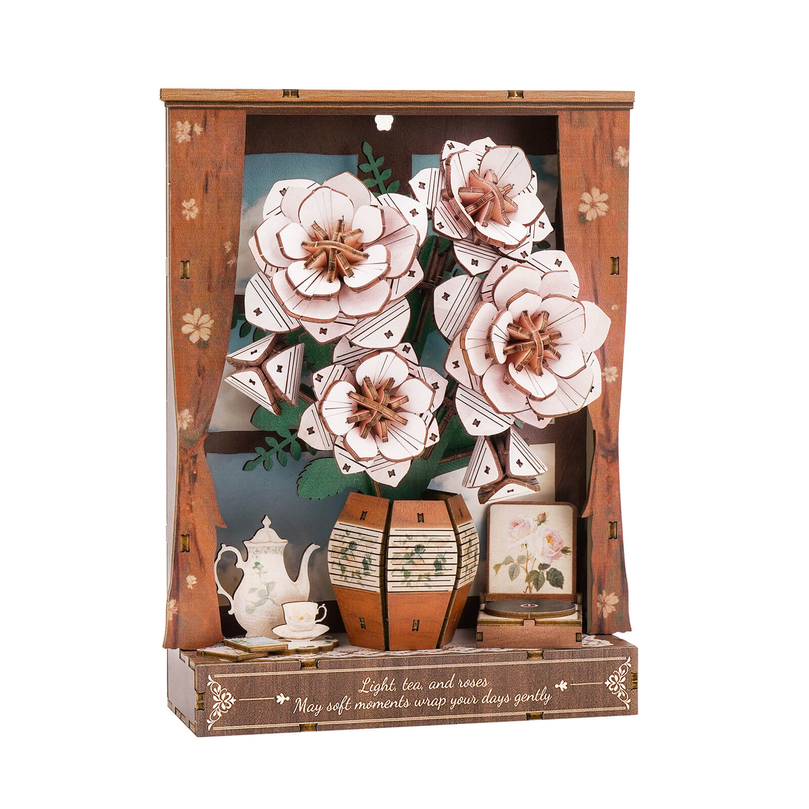 Crimson Rose Whispersâ€“ DIY Wooden Painting, 3D Puzzle Craft Kit