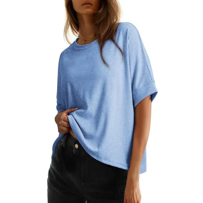 Women's Tops for Women 2026 Loose Oversized Basic Tee Comfortable Soft Fabric Flattering Fit - Womenswear