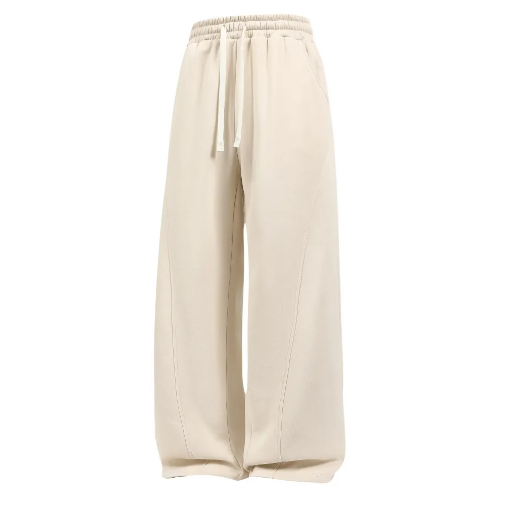 Drawstring Waist Winter Warm Straight Wide-Leg Loose Fit Jogger Pants with Pockets SpringStatements Pink Wide Leg Sweatpants