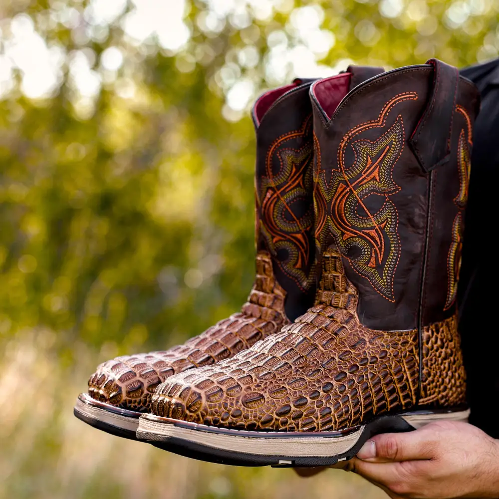 Honey Caiman Hornback Leather Boots With 3D Lightweight Sole - Composite Toe
