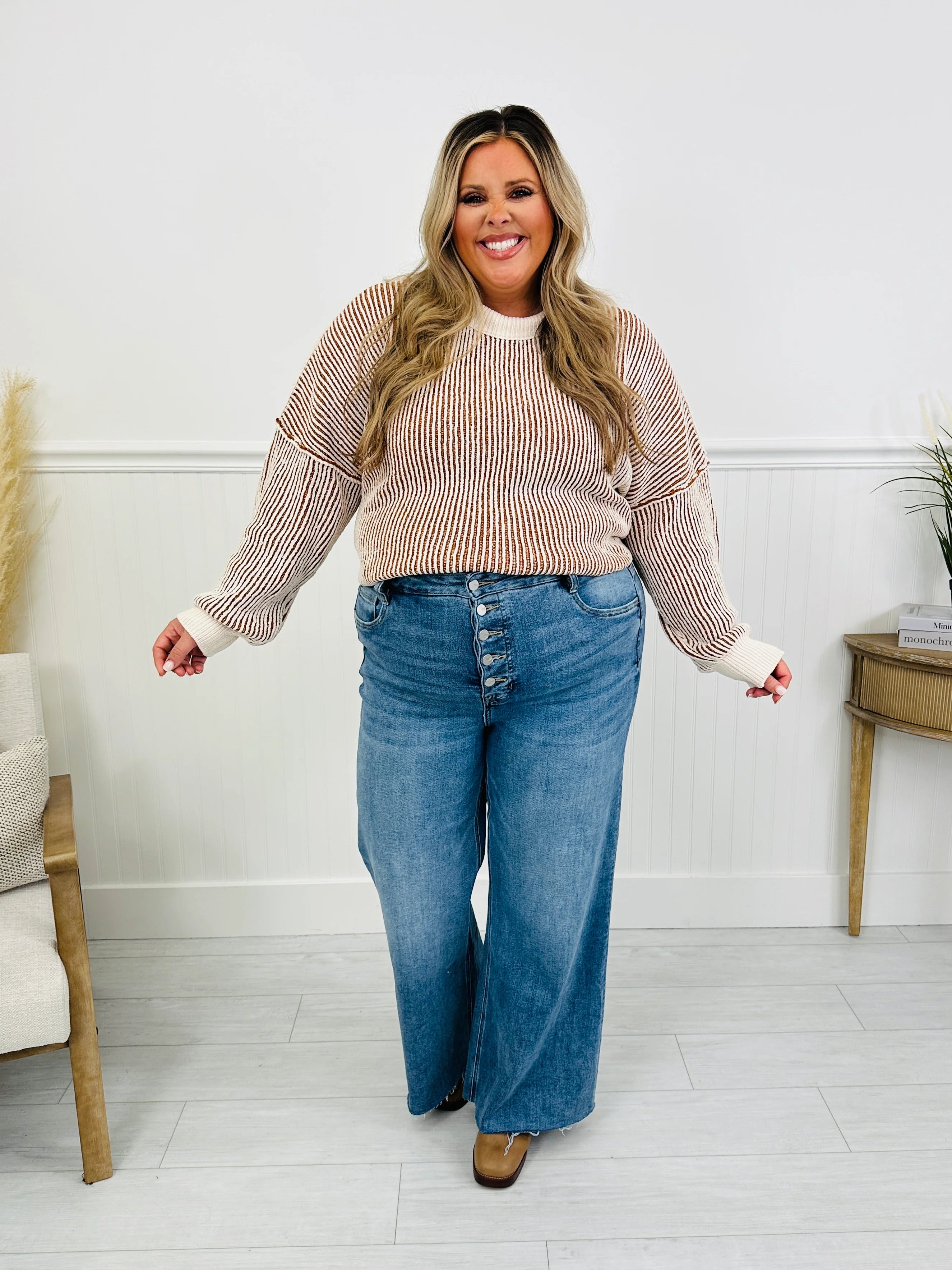 Push Your Buttons Tummy Control Wide Leg Jeans