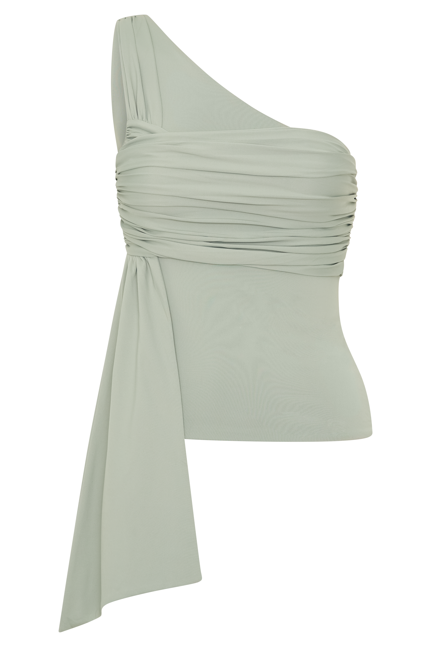 Basil One Shoulder Recycled Nylon Top With Drape