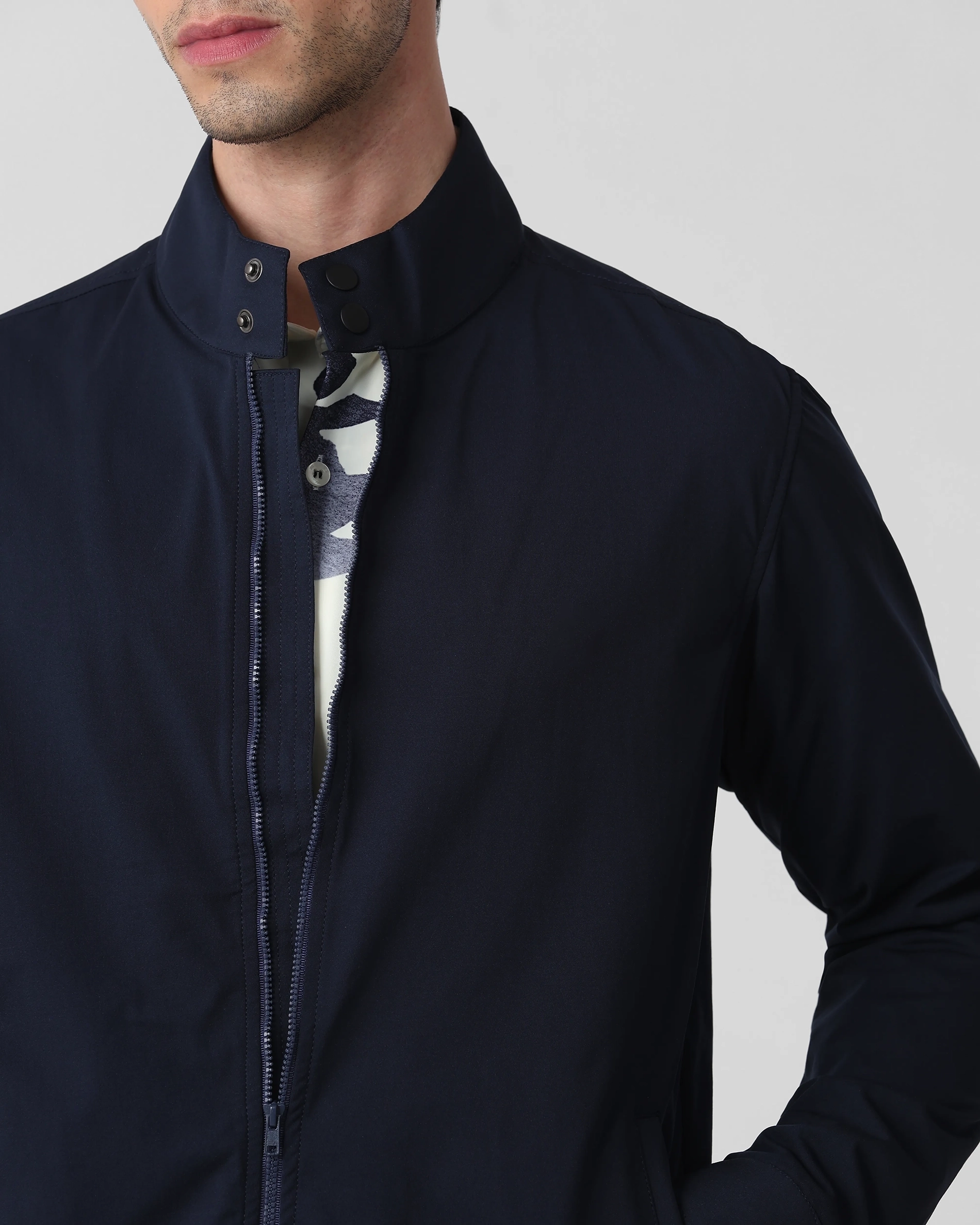 Versatile Comfortable Slim-Fit Navy Jacket
