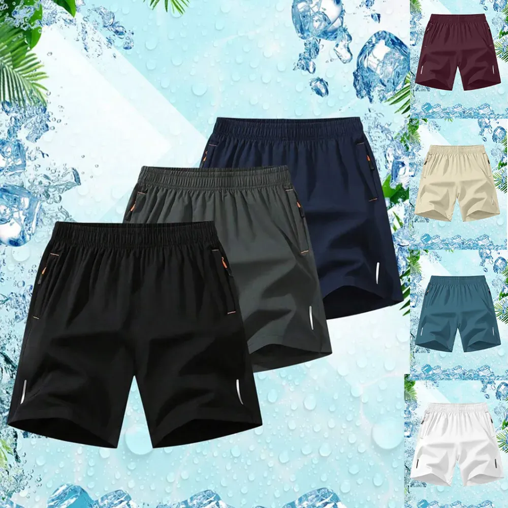 Men'S Solid Color Zipper Pocket Shorts