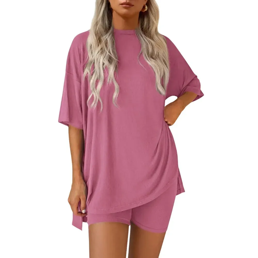Women's Oversized Tee & Shorts Loungewear Sets