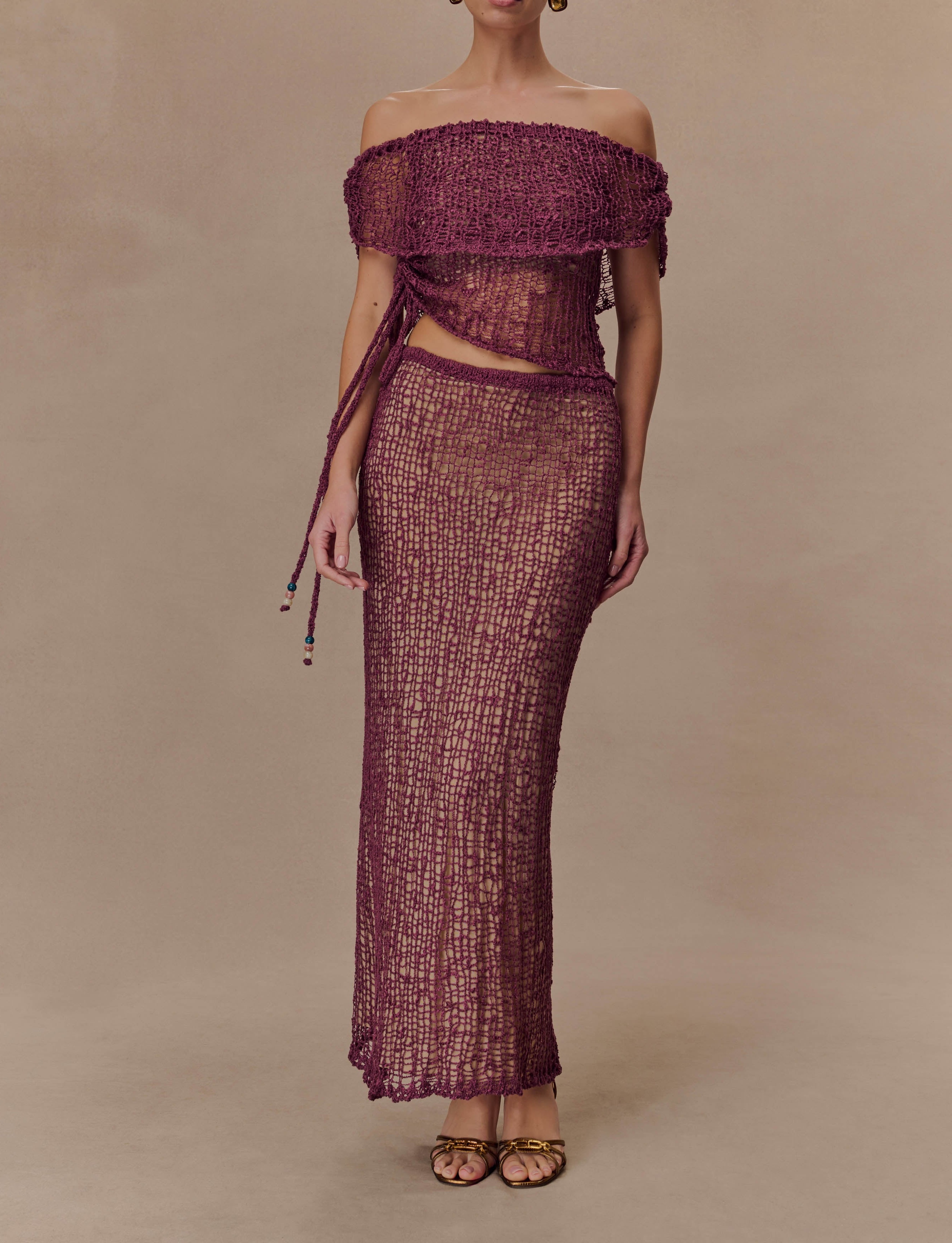 Mauve Off Shoulder Knit Top