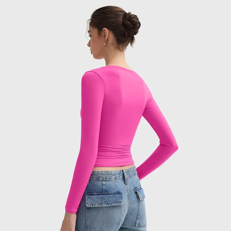 Womens Scoop Neck Long Sleeve Top - Smoke Cloud Collection