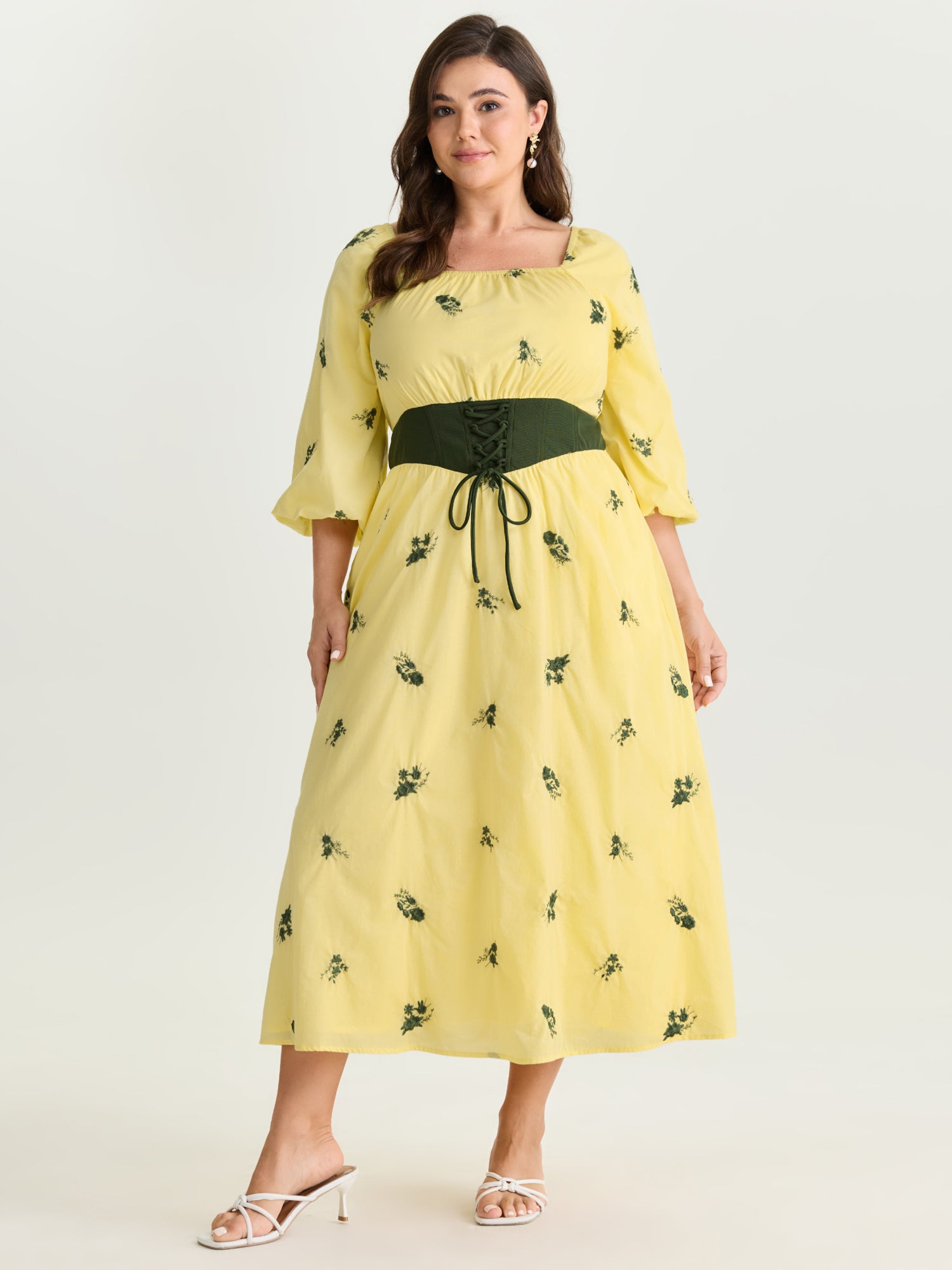 2-in-1 Embroidered Tulle Maxi Dress