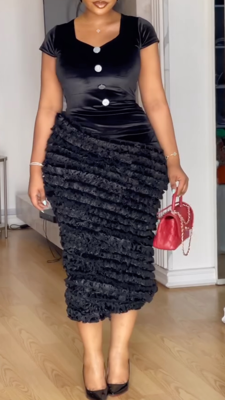 Women's Cap Sleeve Fitted Waist Elegant Dress