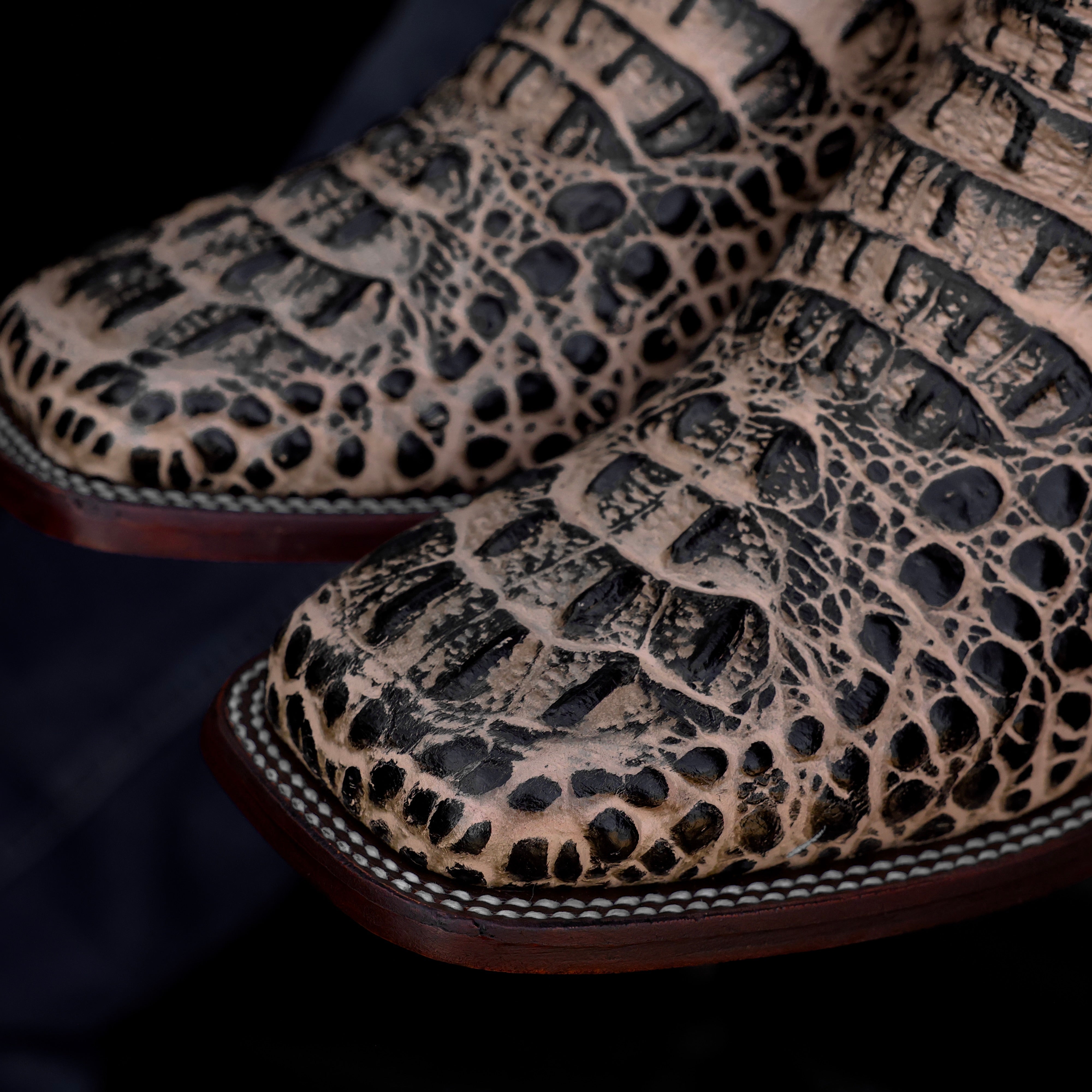 Orix Caiman Neck Leather Boots- Square Toe