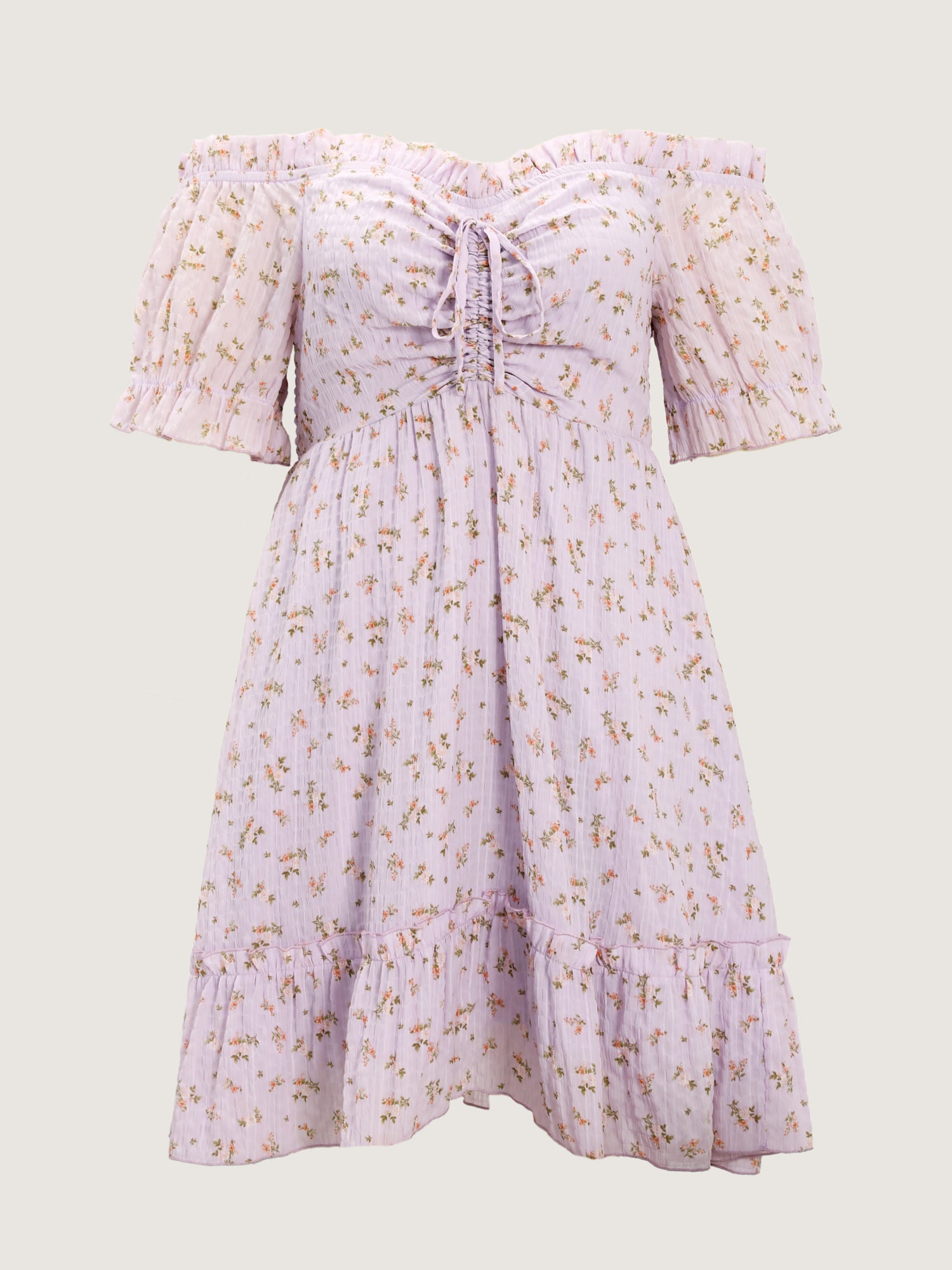 Off-Shoulder Romantic Ruffles Floral Mini Dress