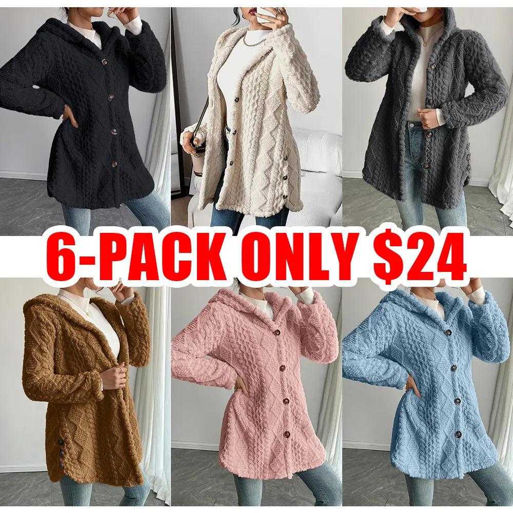 Women's Fuzzy Hooded Jacket – Warm & Stylish Outerwear