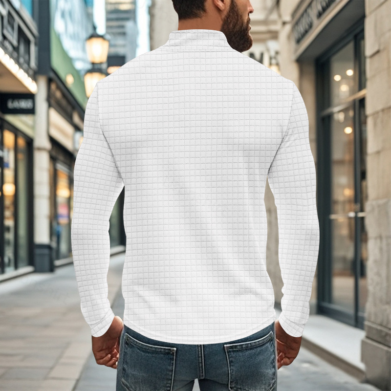 Men’s Solid Color Waffle Weave Pullover