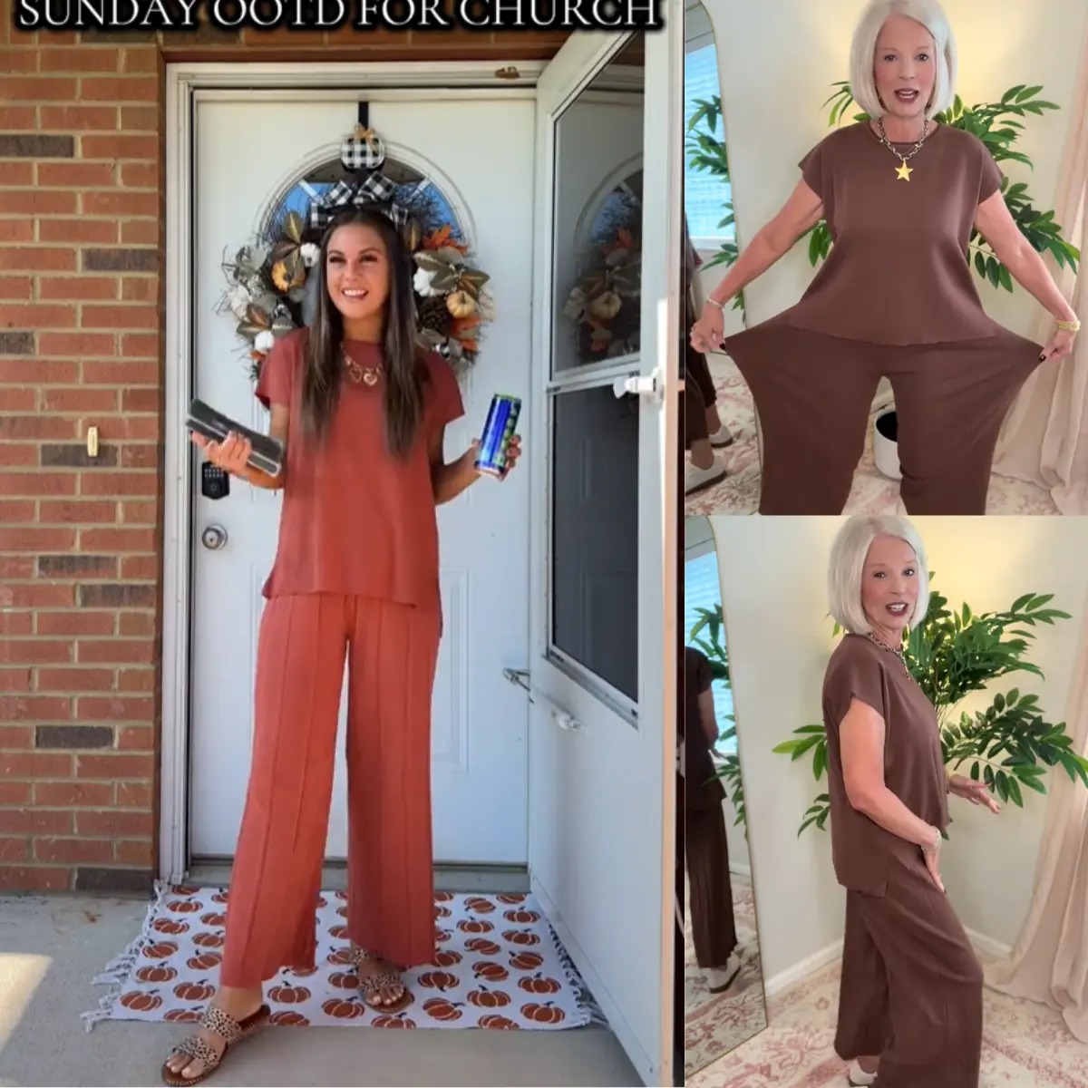 ✨ Women’s Knit Two-Piece Lounge Set – Cap Sleeve Top & Wide Leg Pants