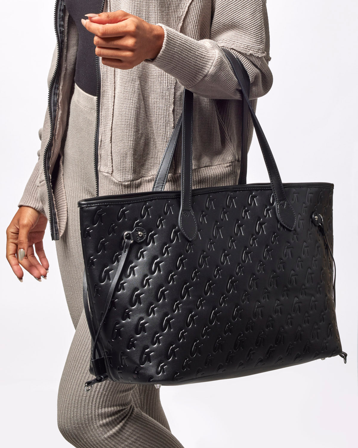 MONOGRAM GLAM TOTE - BLACK BLACK