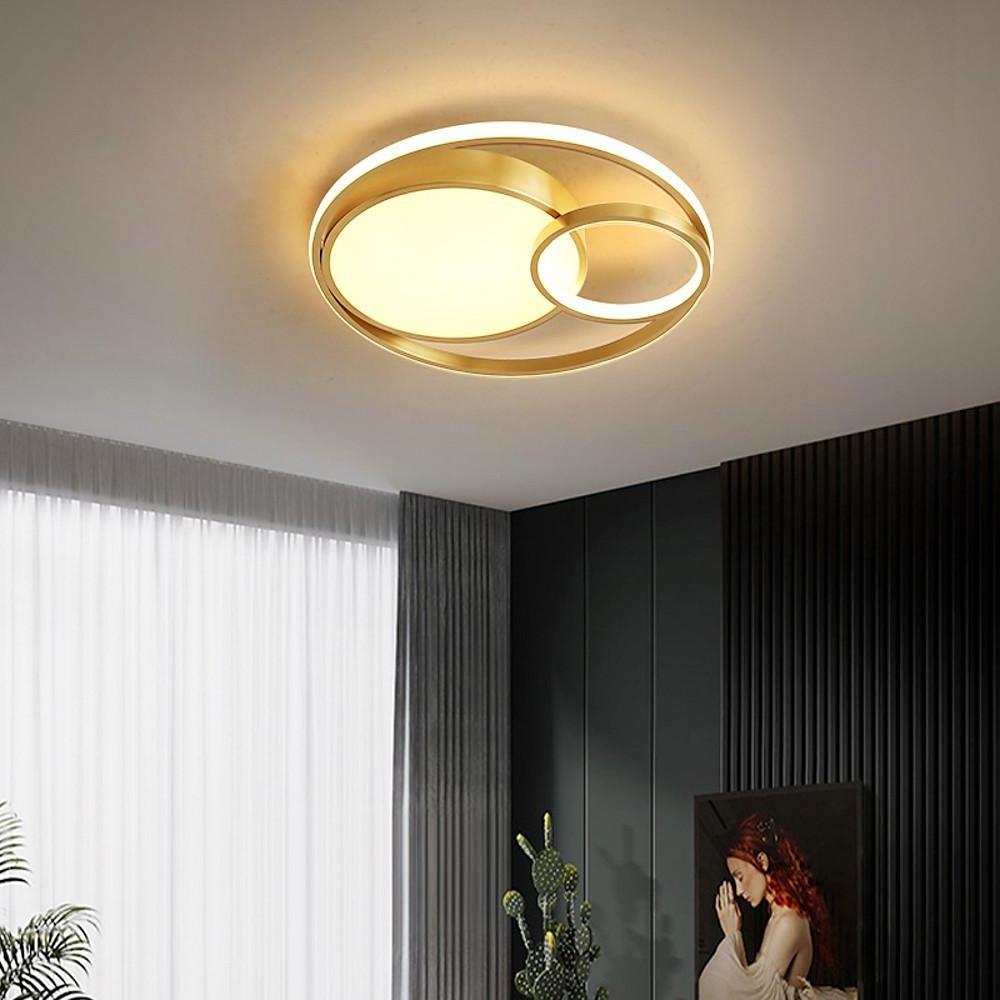Circular Minimalist Bamboo Flush Mount LED Light Bedroom Ceiling Lights