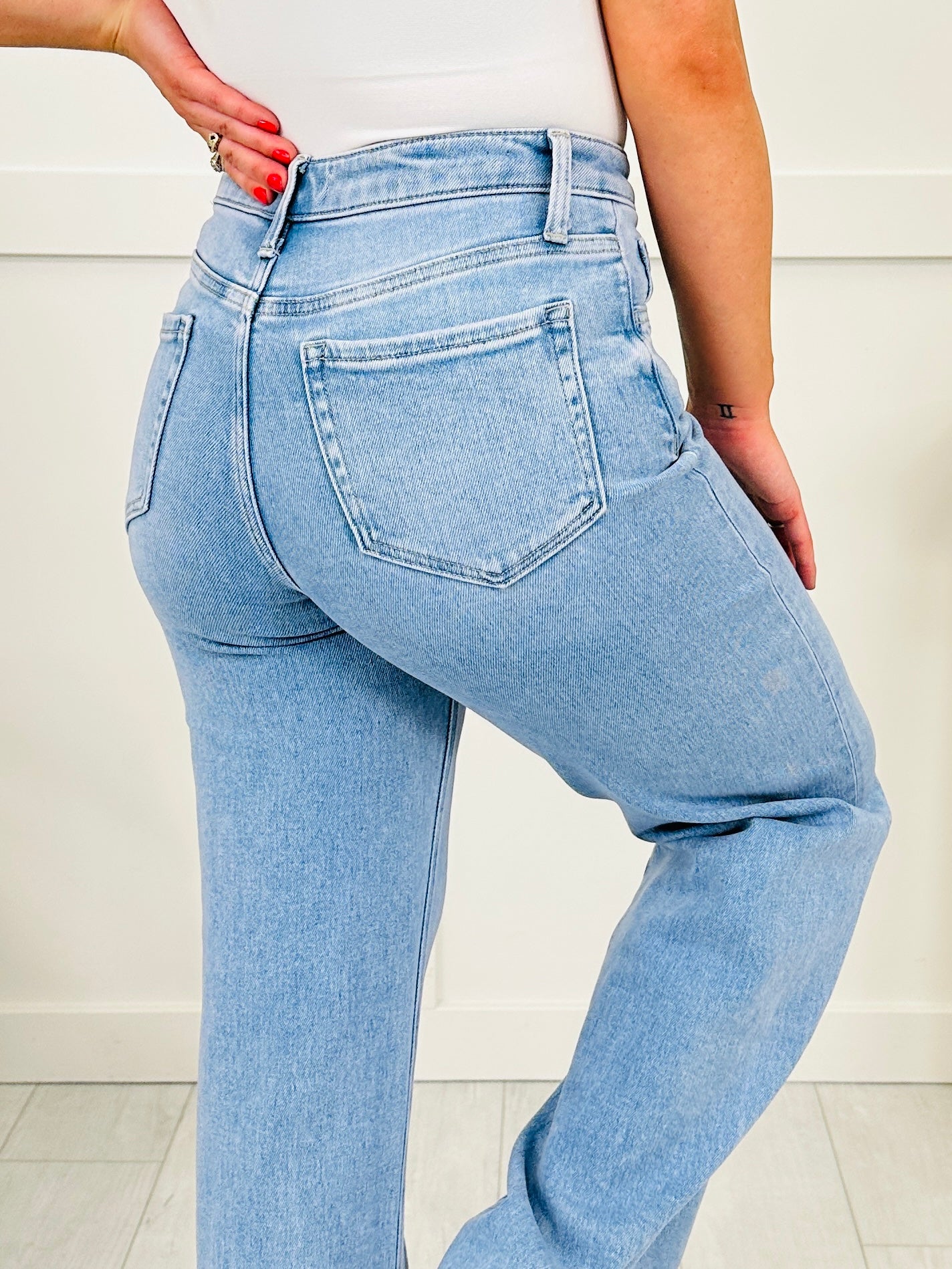 Dream of Me Tummy Control Slim Wide Leg Jeans