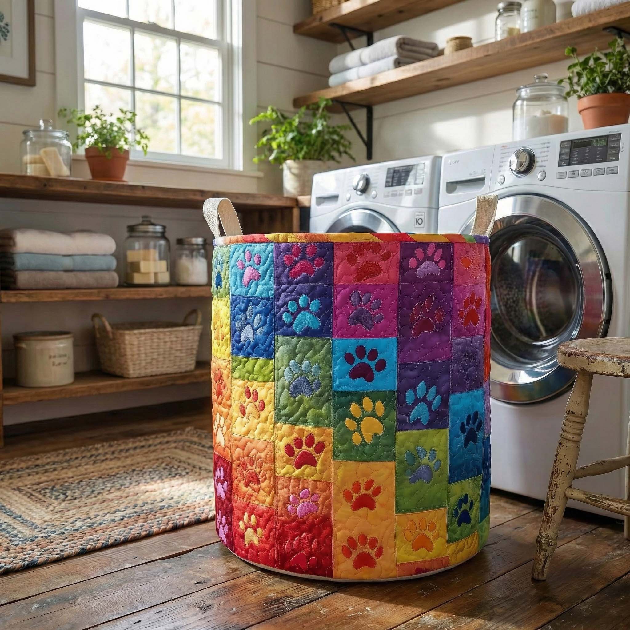 Rainbow Paws Quilted Laundry Basket GFTOQM1798