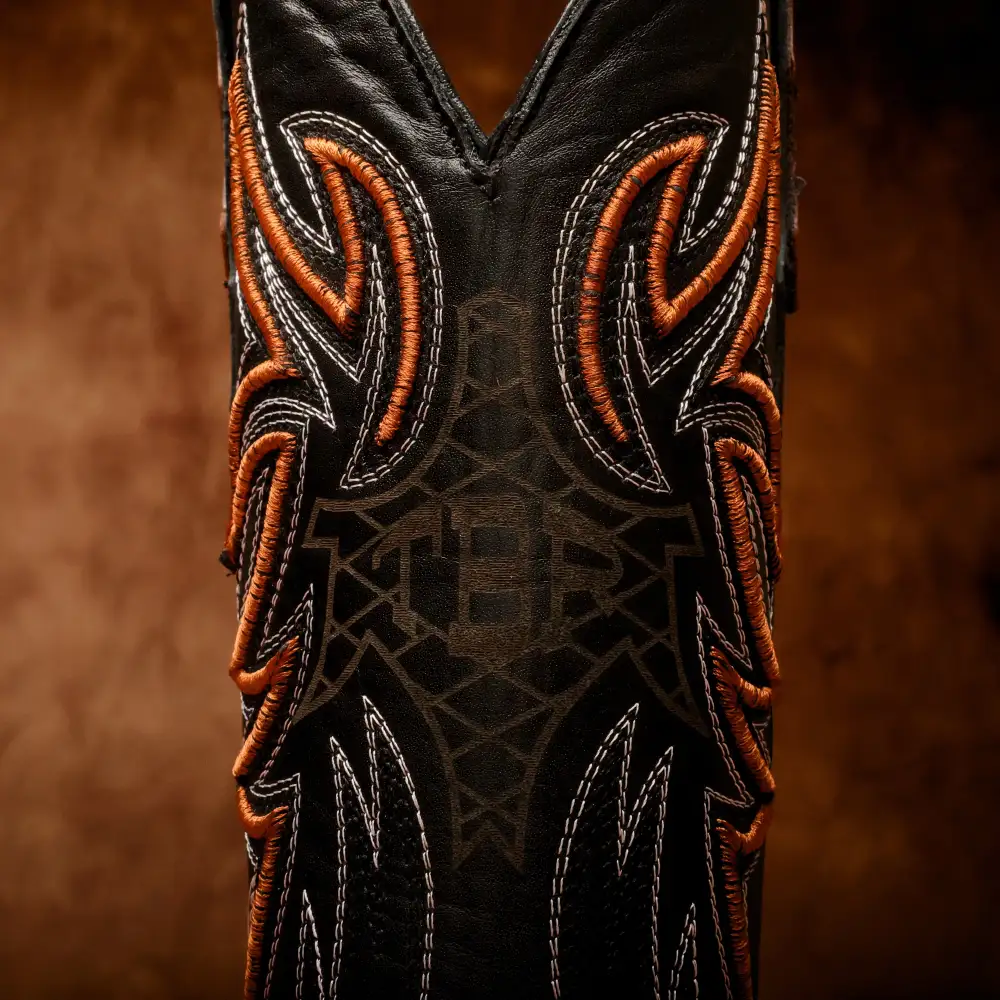 Cognac Ostrich Leather Boots - Square Toe