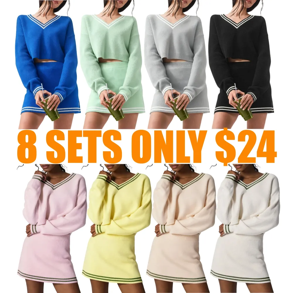 Women’s 2 Piece Knit Sweater & Mini Skirt Set