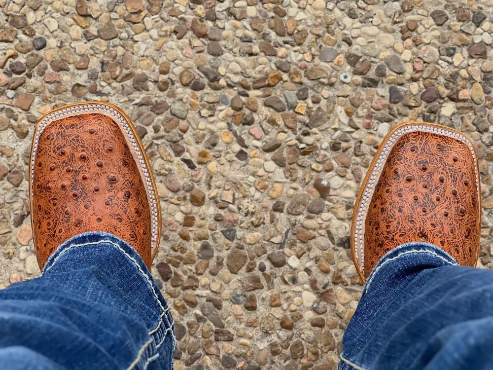 Men’s Rustic Cognac Leather Boots With White/Rooster Shaft