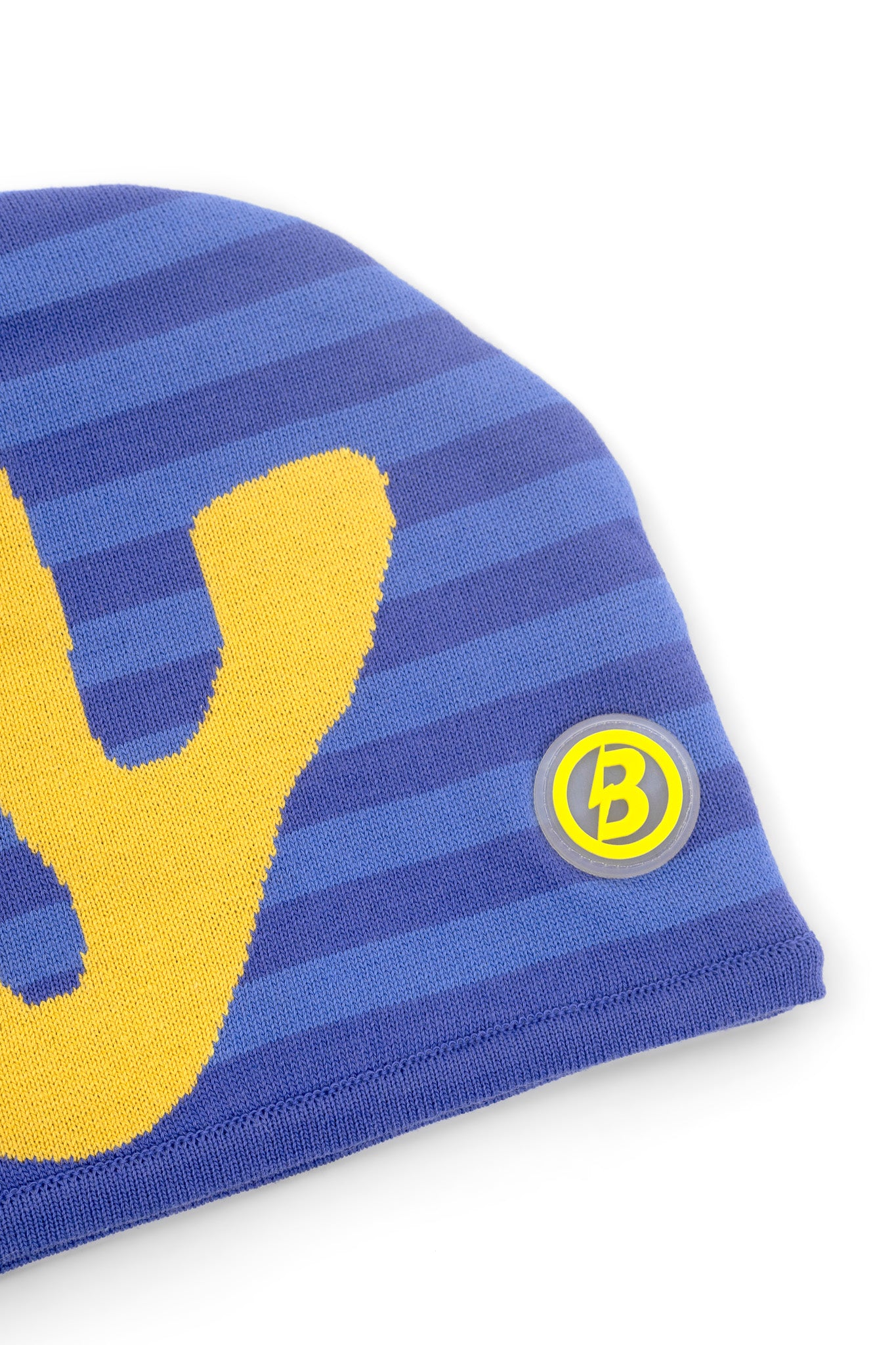 STRIPED KNIT BEANIE (PERIWINKLE/YELLOW)
