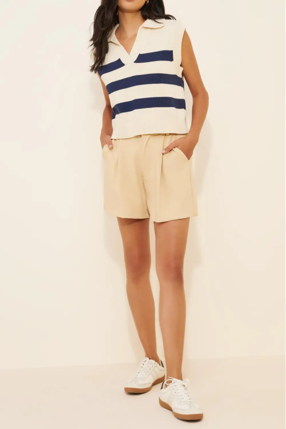 Striped Collared Popover Knit Vest