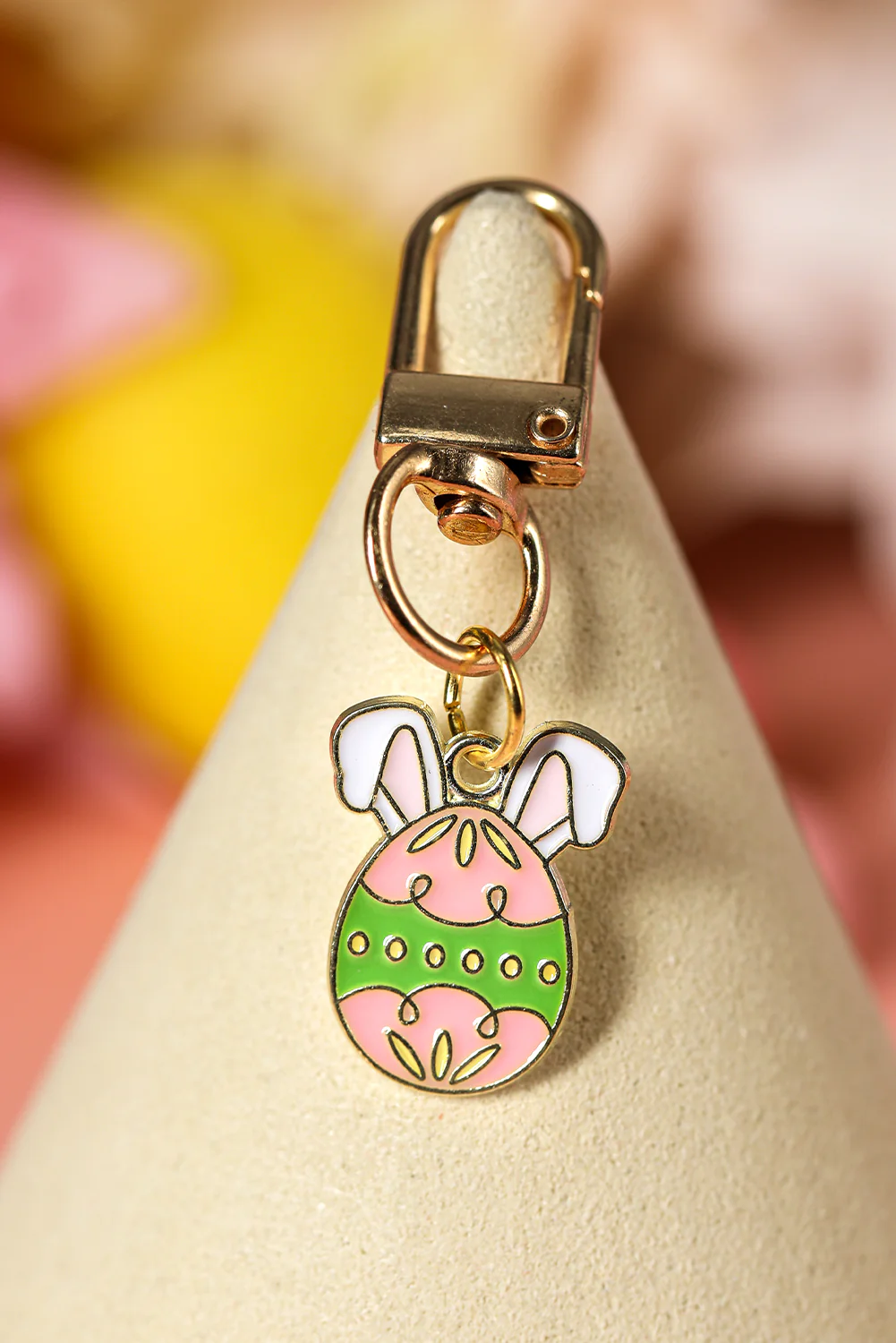 Pink Easter Egg Plated Alloy Keychain