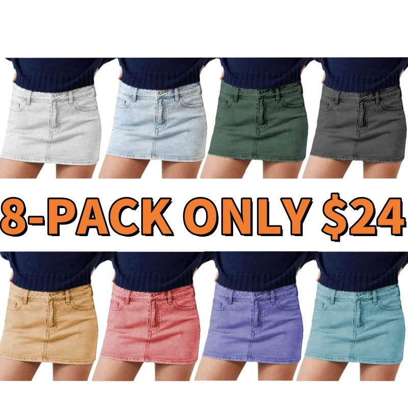 Women's Stretch Denim Mini Skirt- Multicolor (Just $3 Each!)