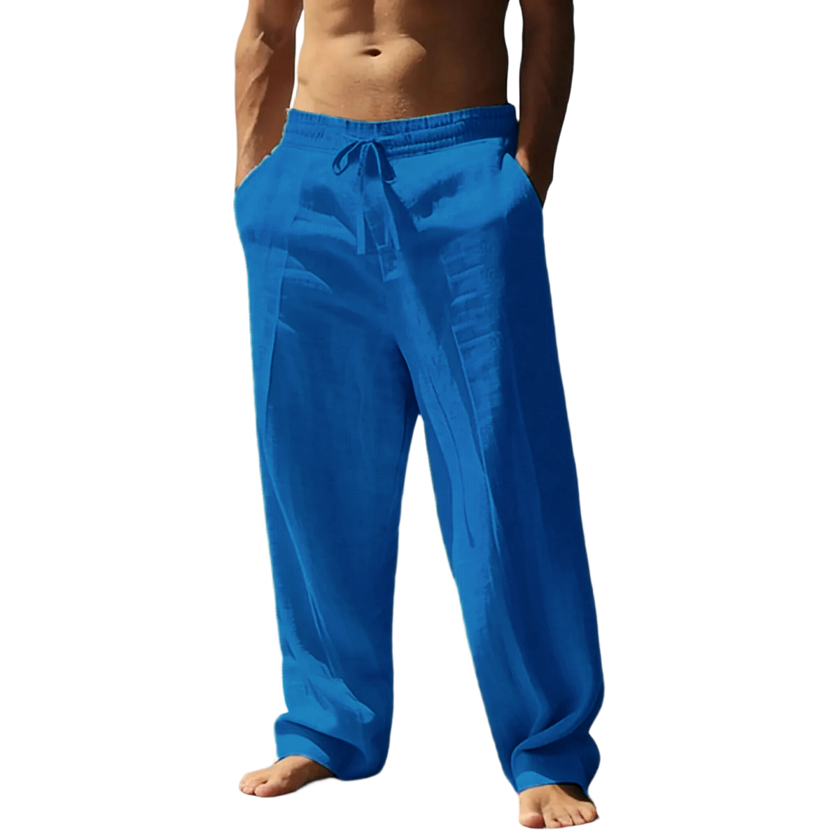 Men's casual trousers, smooth to the touch, solid color, straight leg style