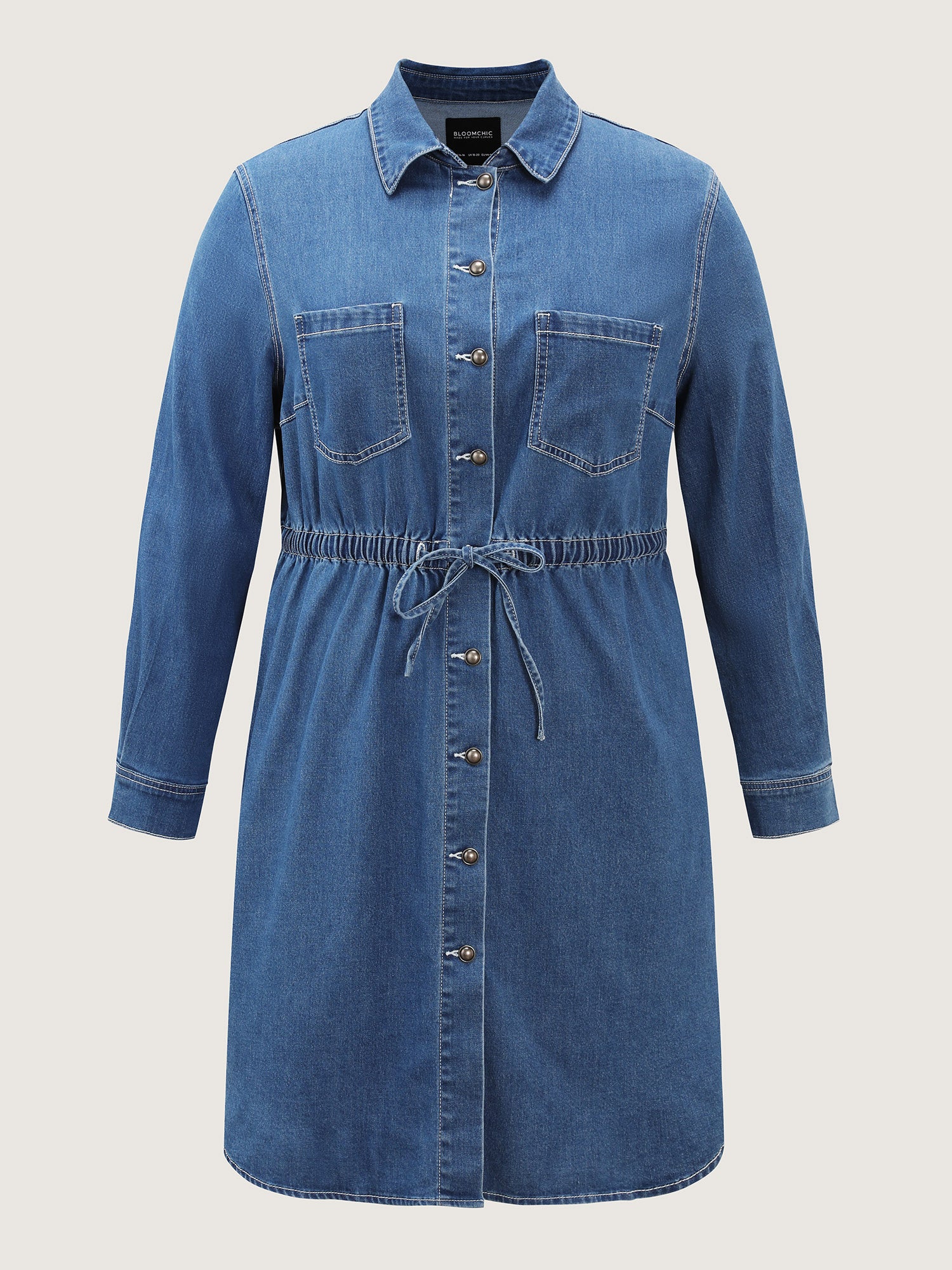 Denim Waist-Defining Shirt Dress