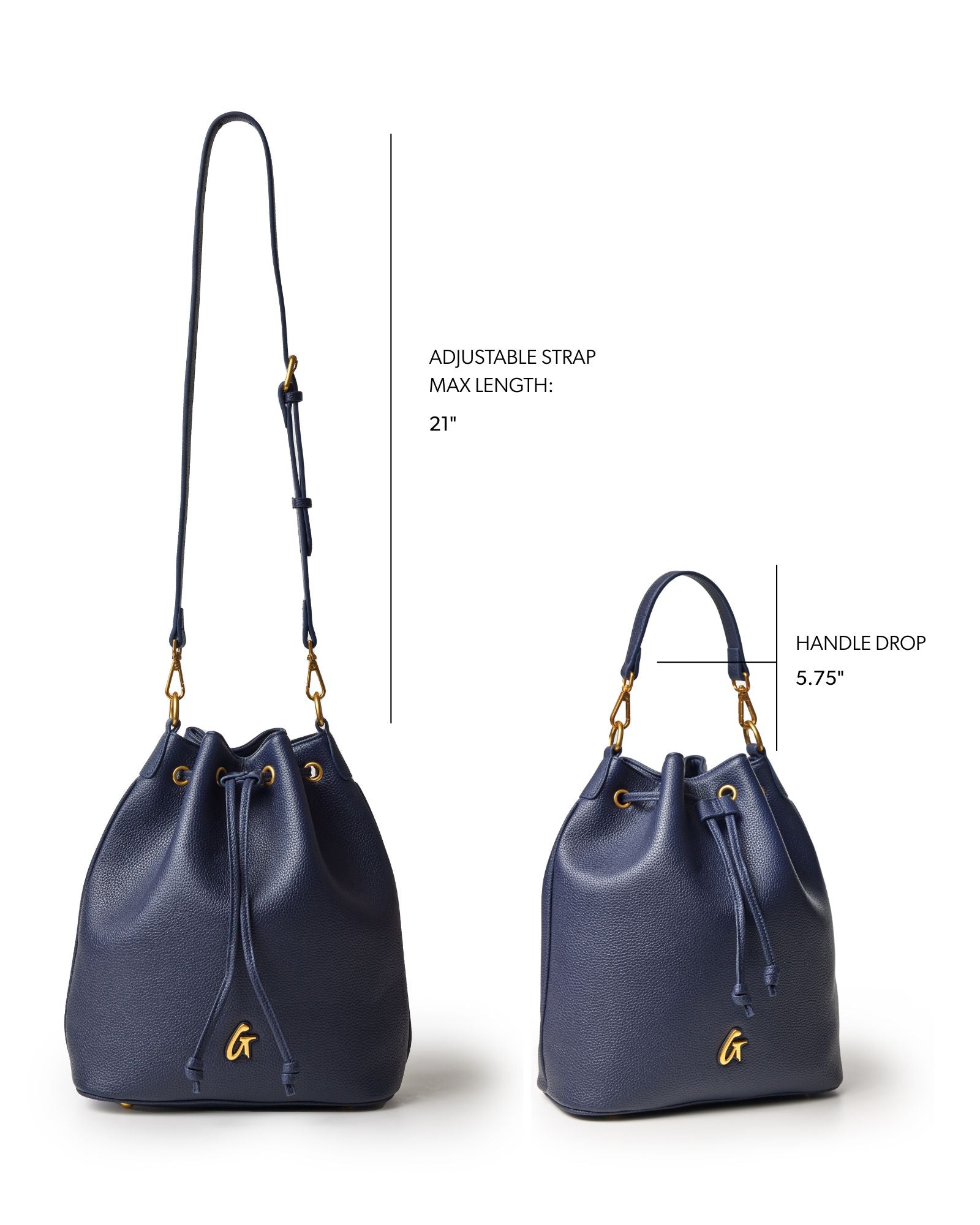 LARGE PEBBLE BUCKET BAG - NAVY