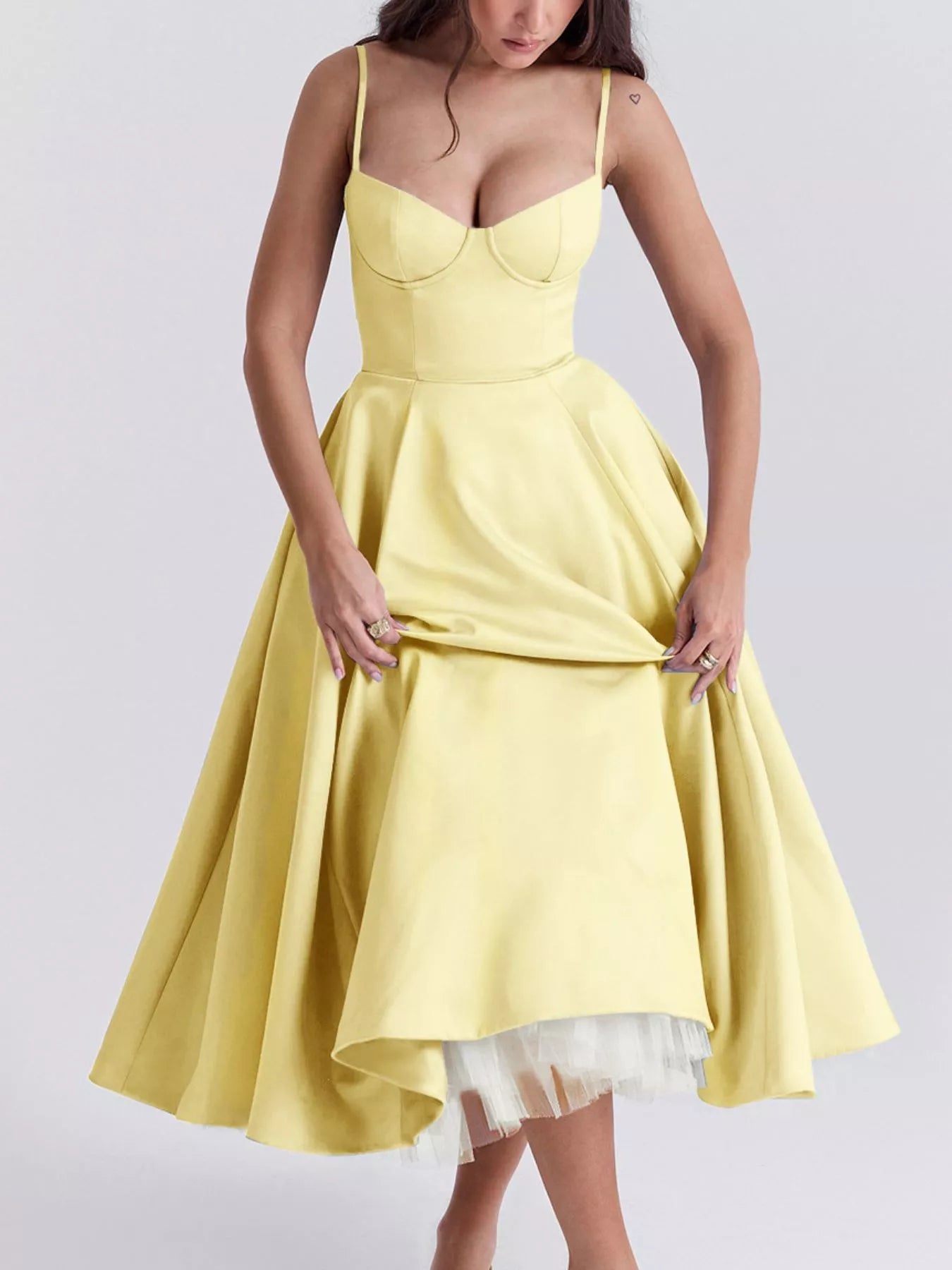 Sweetheart Neck A-Line Midi Dress