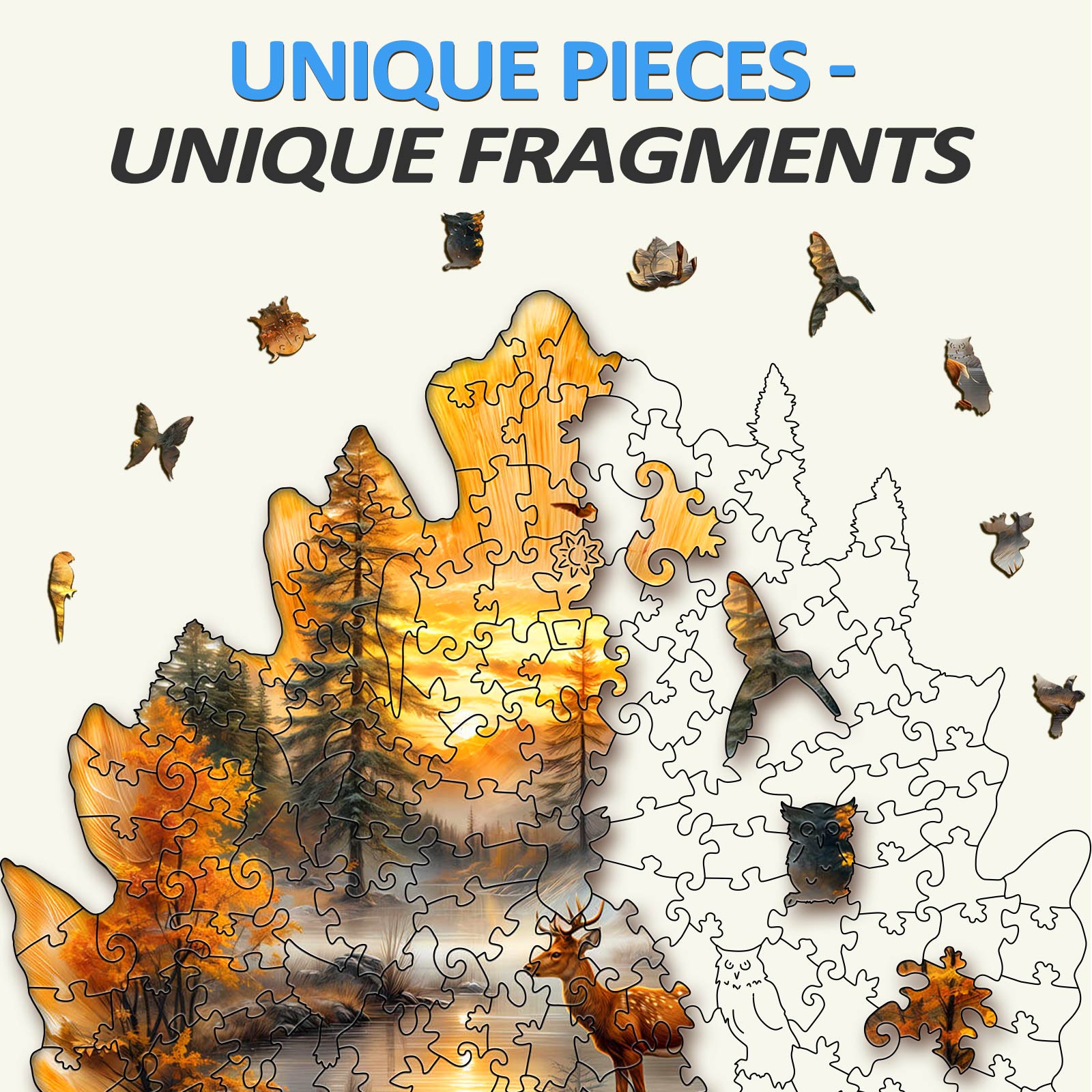 Golden Hoofprint Wooden Jigsaw Puzzle