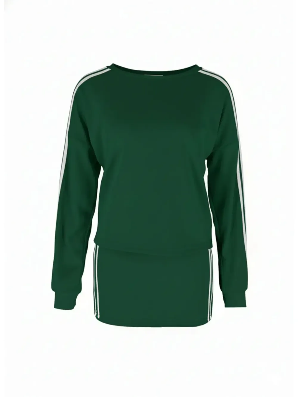 Women's Sporty Fitted Short Dress Set, Sportswear Set, Long Sleeve Slim Fit Casual Two-Piece