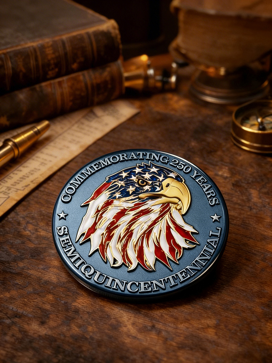 USA Semiquincentennial Bald Eagle & Flag Commemorative Pin Badge