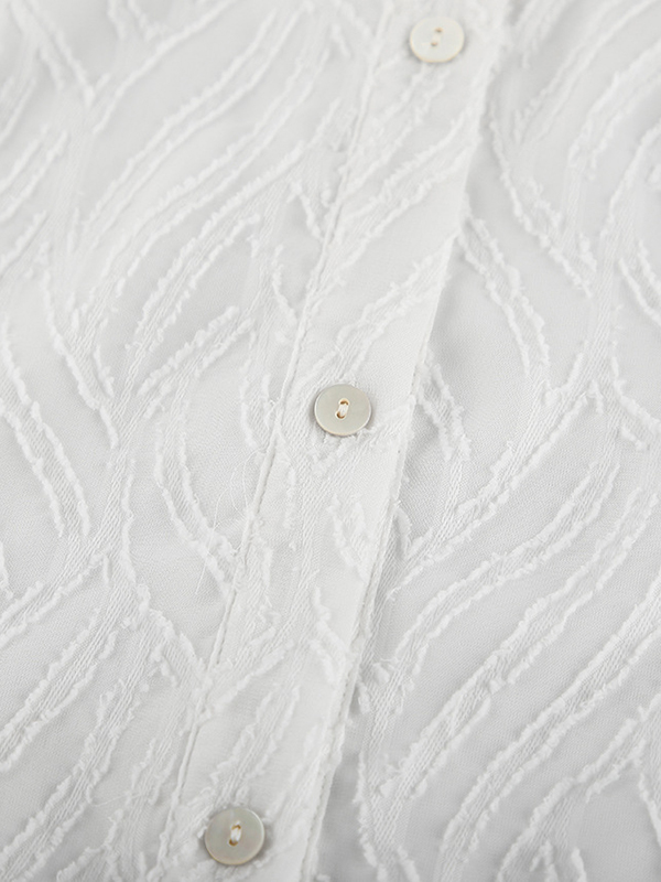 Jacquard See-Through Solid Color Sleeveless Lapel Blouses&Shirts Tops