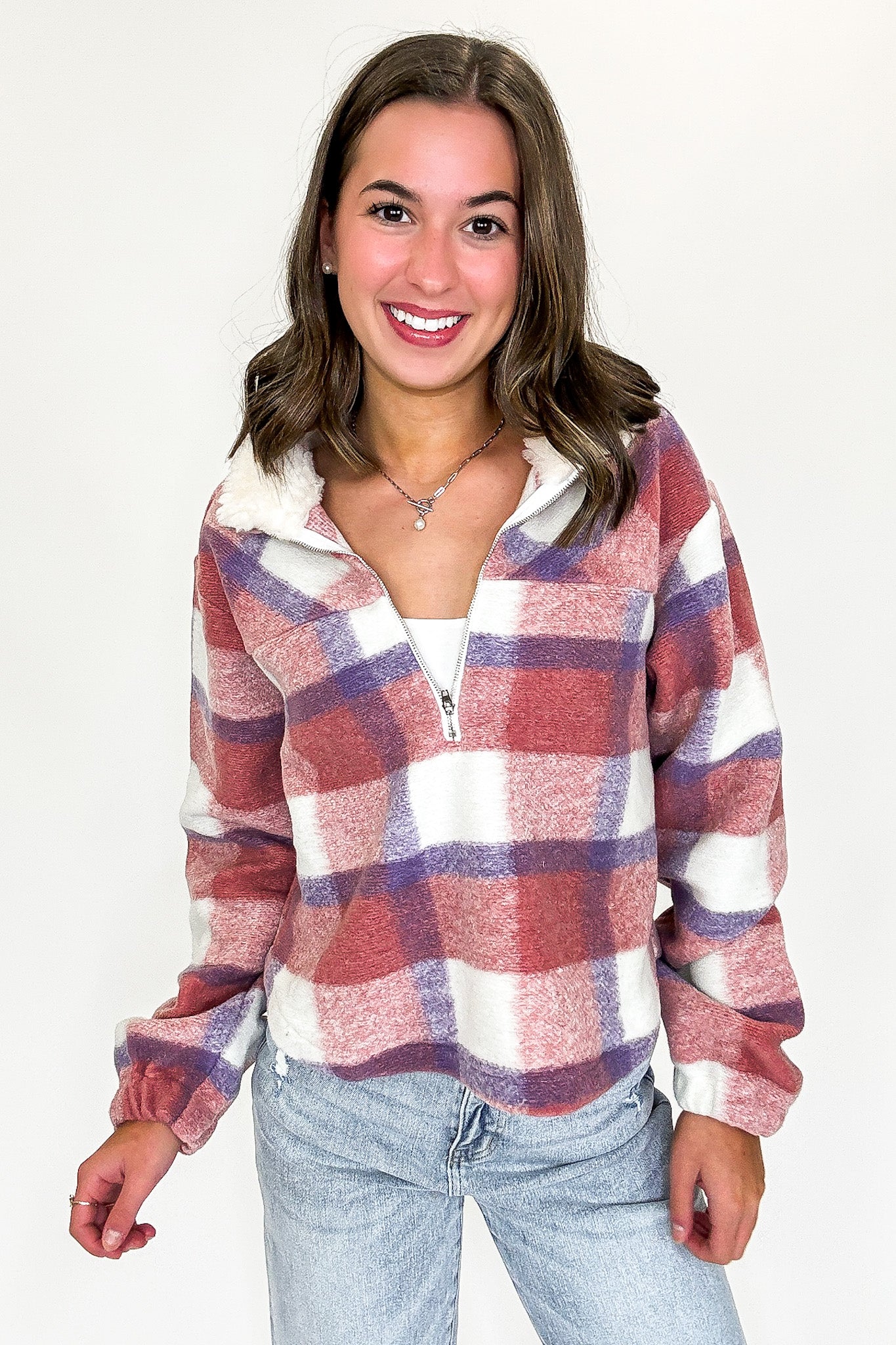 Cozy Plaid Fleece Pullover