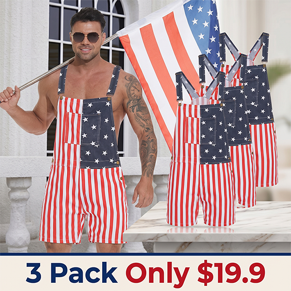 250th Anniversary Shorts 4th of July American Flag Overalls