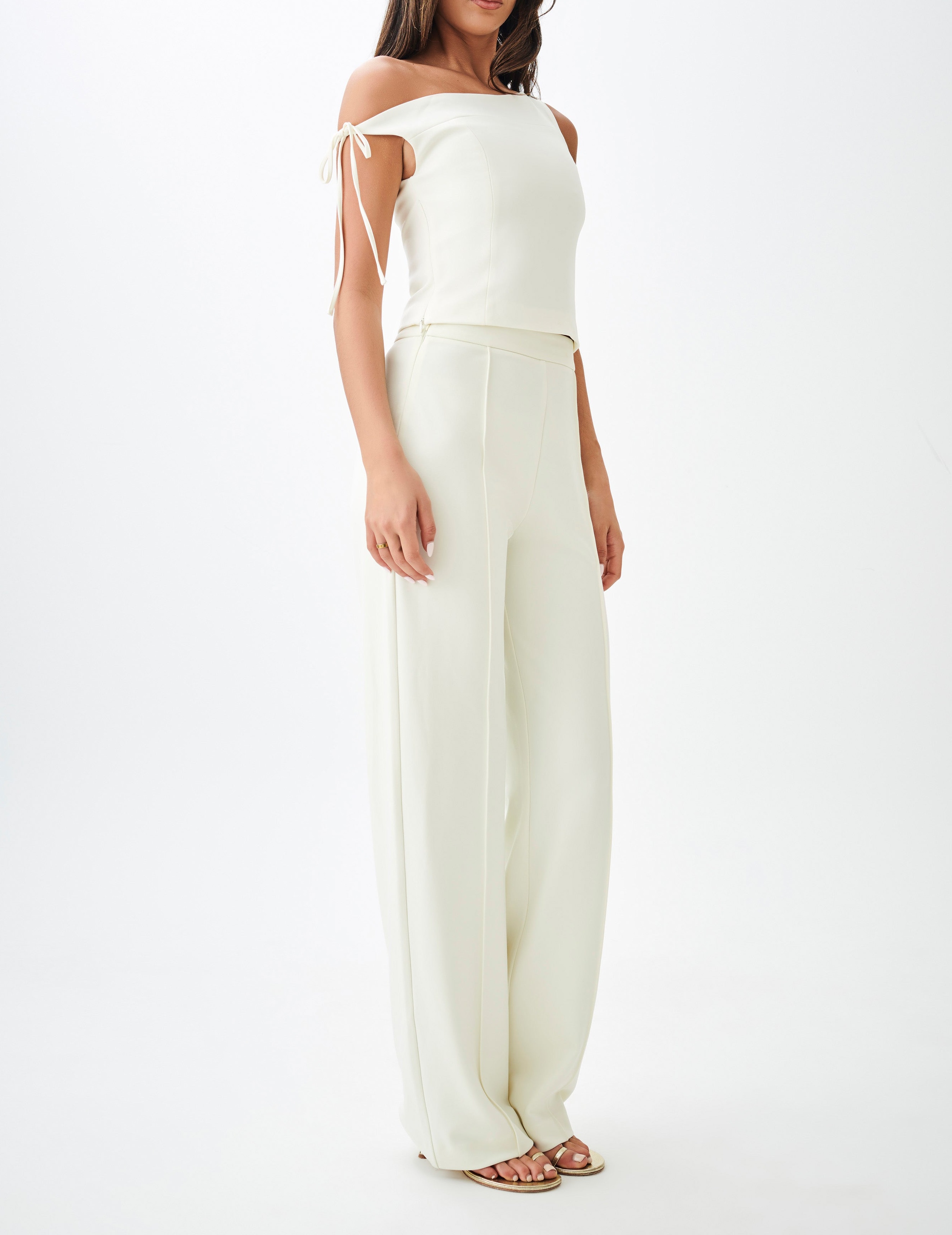 Ivory Suiting Off Shoulder Top