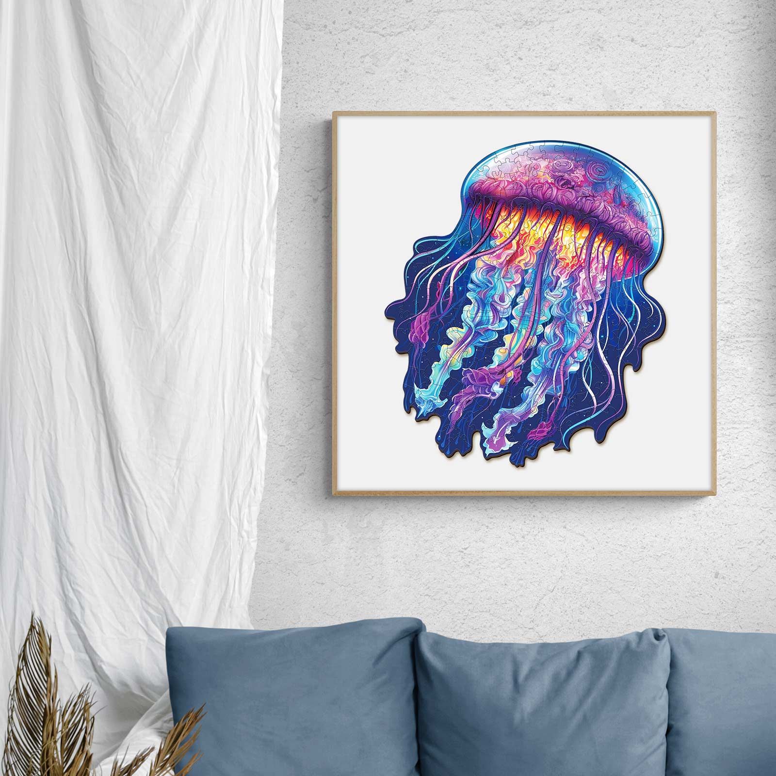 Watercolor Jellyfish Wooden Jigsaw Puzzle