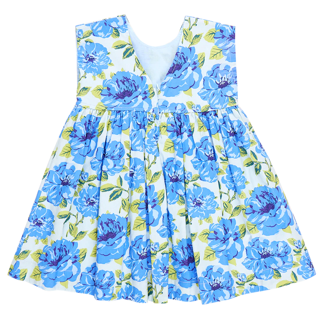 Gracie Dress Blue Peonies
