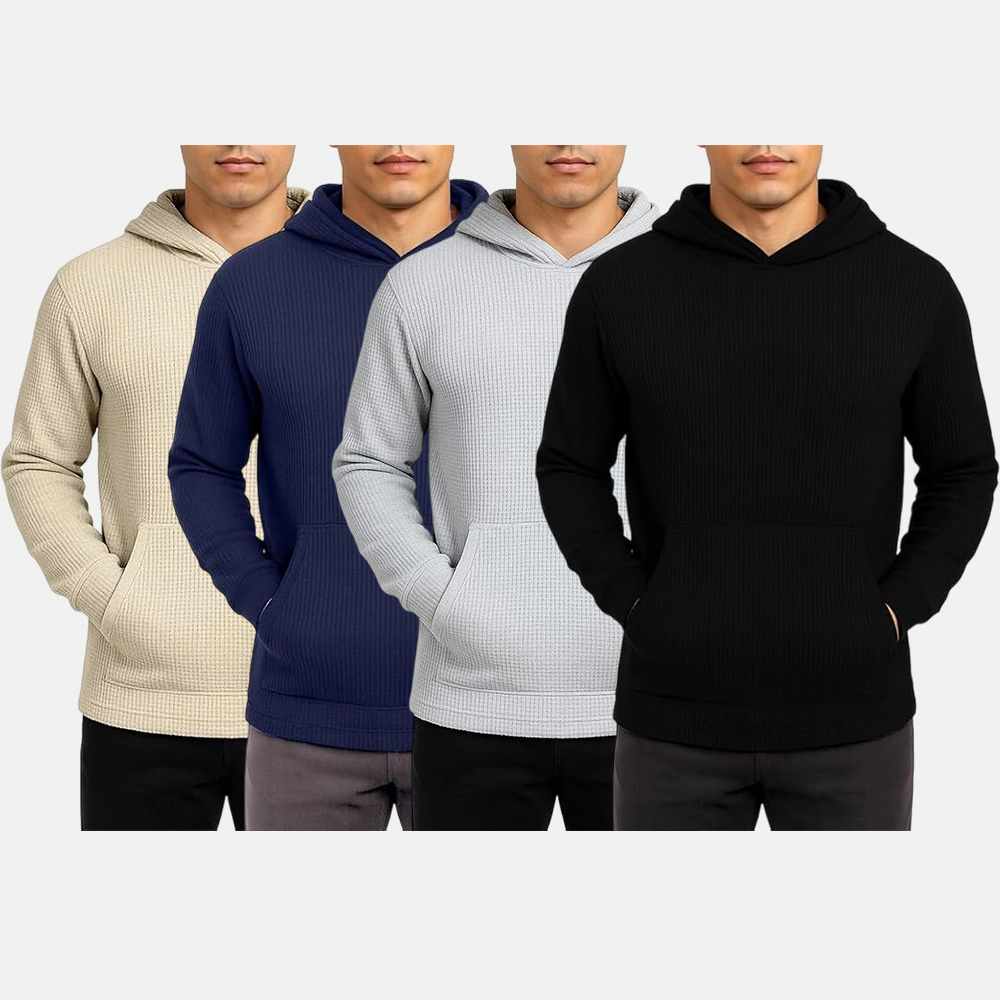 Men's Multi Pack Waffle Knit Pullover Hoodie (S-6XL)