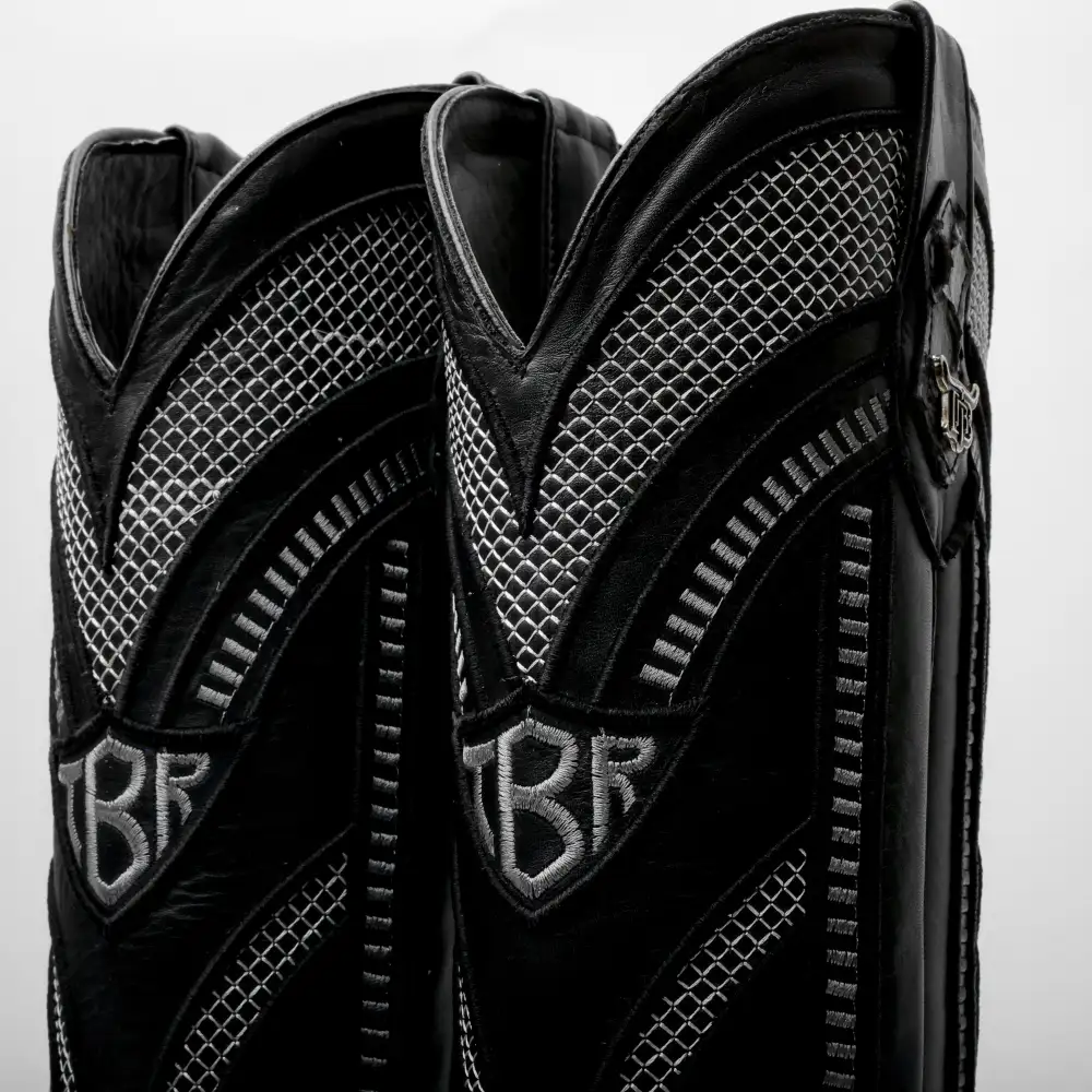 Grey Jumbo Python Leather Boots - Square Toe