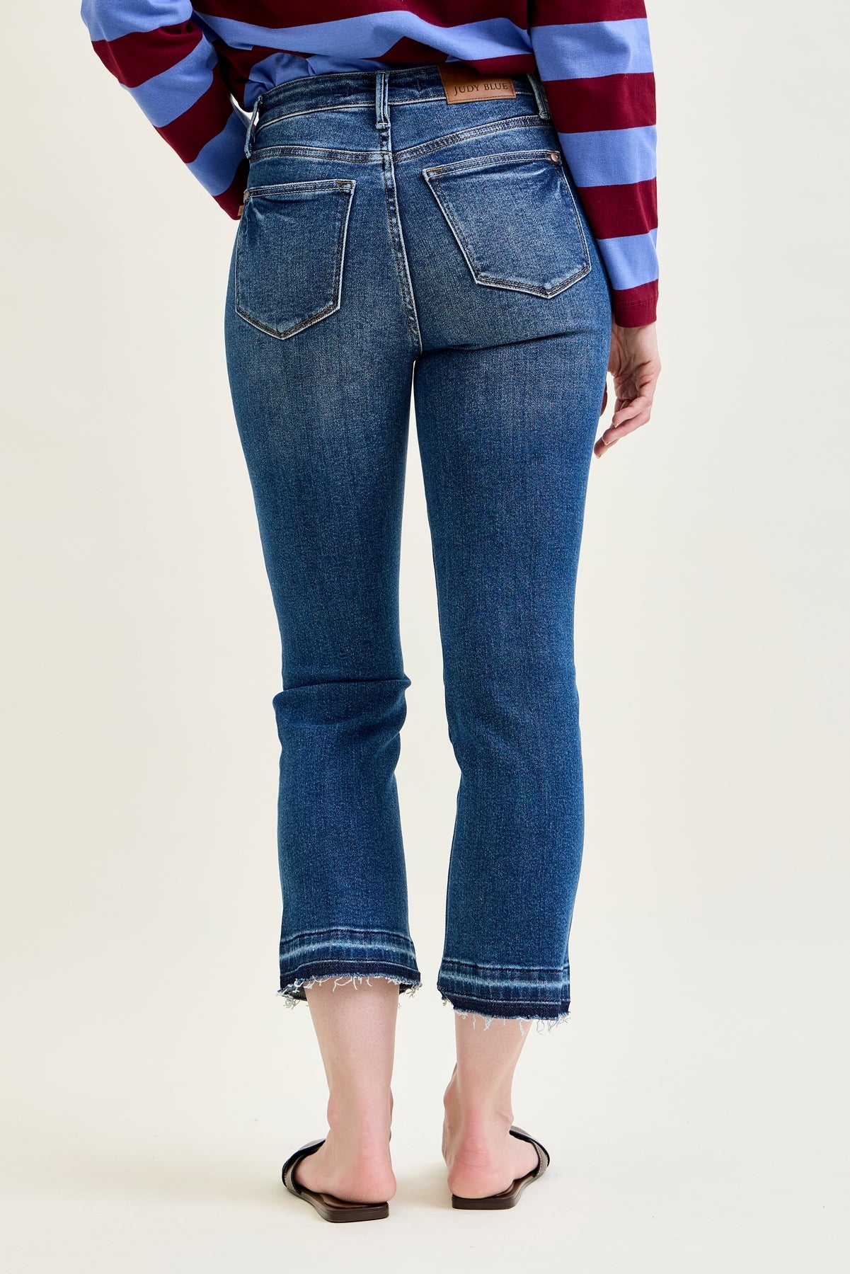 Aurora High Rise Vintage Wash Kick Flare With Released Hem