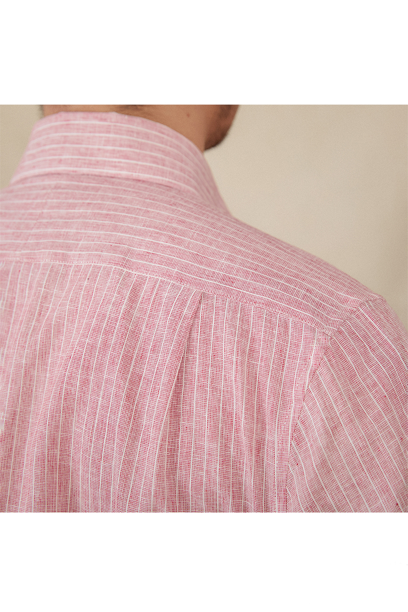 Men's Linen Blue Pinstripe Dress Shirts