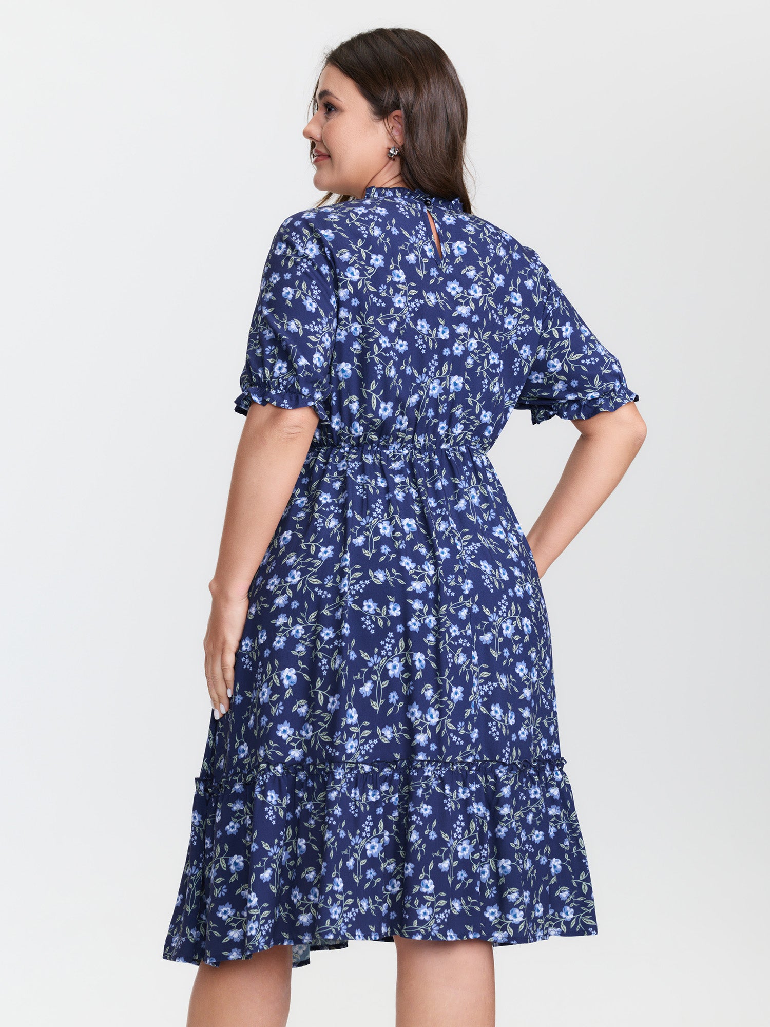 Spring Floral Print Pockets Midi Dress